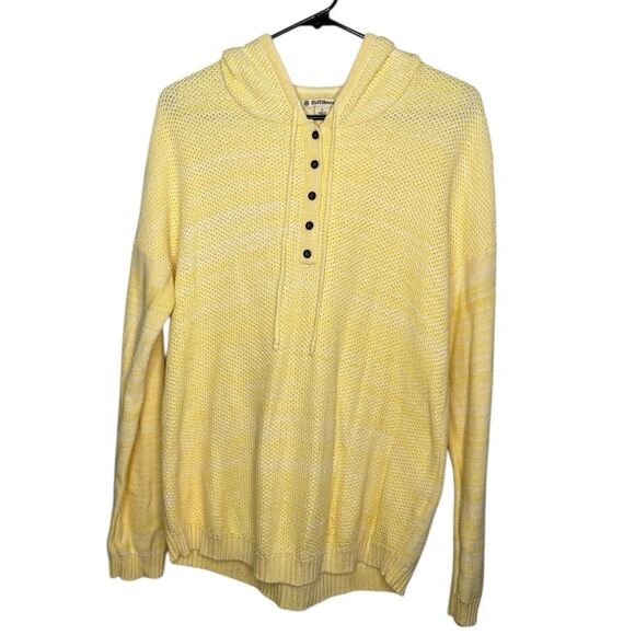 Ruff hewn yellow white striped large hooded pullover sweater - Picture 1 of 5